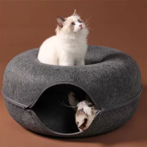 donut cat bed, cat donut tunnel