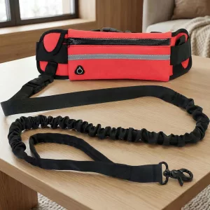 hands free dog lesh with bag, crossbody leash, dog leash bag holder