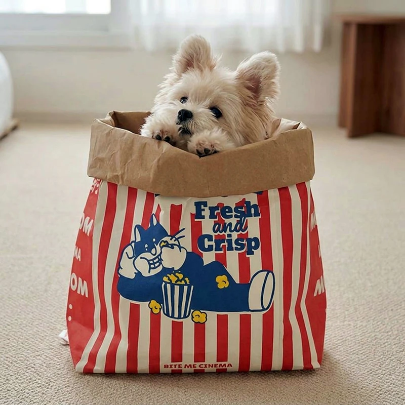 Giocattolo per cani a forma di sacchetto di popcorn in carta kraft