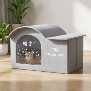 cat ice house, cat cooling house, cat house with ice bags, breathable cat house